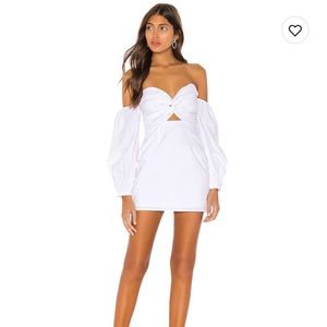 NWT Superdown Flynn Rouched Sleev Dress White Off the Shoulder XS